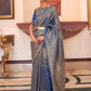 EKKTARA Saree For Women Royal Blue Colour Designer Handloom Weaving Silk Saree With Unstitched Blouse