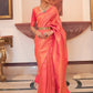 EKKTARA Saree For Women Orange Colour Designer Handloom Weaving Silk Saree With Unstitched Blouse