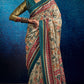 EKKTARA Saree For Women Beige Colour Tusser Silk Kalamkari Print Saree With Unstitched Blouse