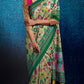 EKKTARA Saree For Women Pista Green Colour Tusser Silk Kalamkari Print Saree With Unstitched Blouse