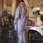 EKKTARA Saree For Women Light Purple Colour Soft Linen Cotton Saree With Unstitched Blouse