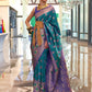 EKKTARA Saree For Women Turquoise Colour Silk Handloom Weaving Designer Saree With Unstitched Blouse