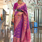 EKKTARA Saree For Women Purple Colour Silk Handloom Weaving Designer Saree With Unstitched Blouse