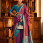 EKKTARA Saree For Women Purple Colour Banarasi Silk Saree With Unstitched Blouse