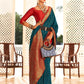 EKKTARA Saree For Women Blue Colour Banarasi Silk Saree With Unstitched Blouse