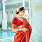 EKKTARA Saree For Women Red Colour Kanjivaram Silk Saree With Unstitched Blouse