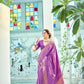 EKKTARA Saree For Women Orchid Colour Kanjivaram Silk Saree With Unstitched Blouse