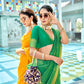 EKKTARA Saree For Women Green Colour Kanjivaram Silk Saree With Unstitched Blouse