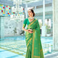 EKKTARA Saree For Women Green Colour Kanjivaram Silk Saree With Unstitched Blouse