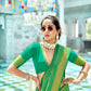 EKKTARA Saree For Women Green Colour Kanjivaram Silk Saree With Unstitched Blouse