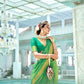 EKKTARA Saree For Women Green Colour Kanjivaram Silk Saree With Unstitched Blouse