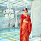 EKKTARA Saree For Women Red Colour Kanjivaram Silk Saree With Unstitched Blouse