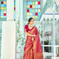 EKKTARA Saree For Women Maroon Colour Kanjivaram Silk Saree With Unstitched Blouse