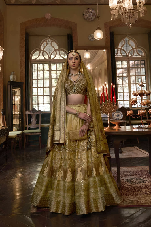 EKKTARA Stitched Designer Olive Green Colour Lehenga Choli Collection