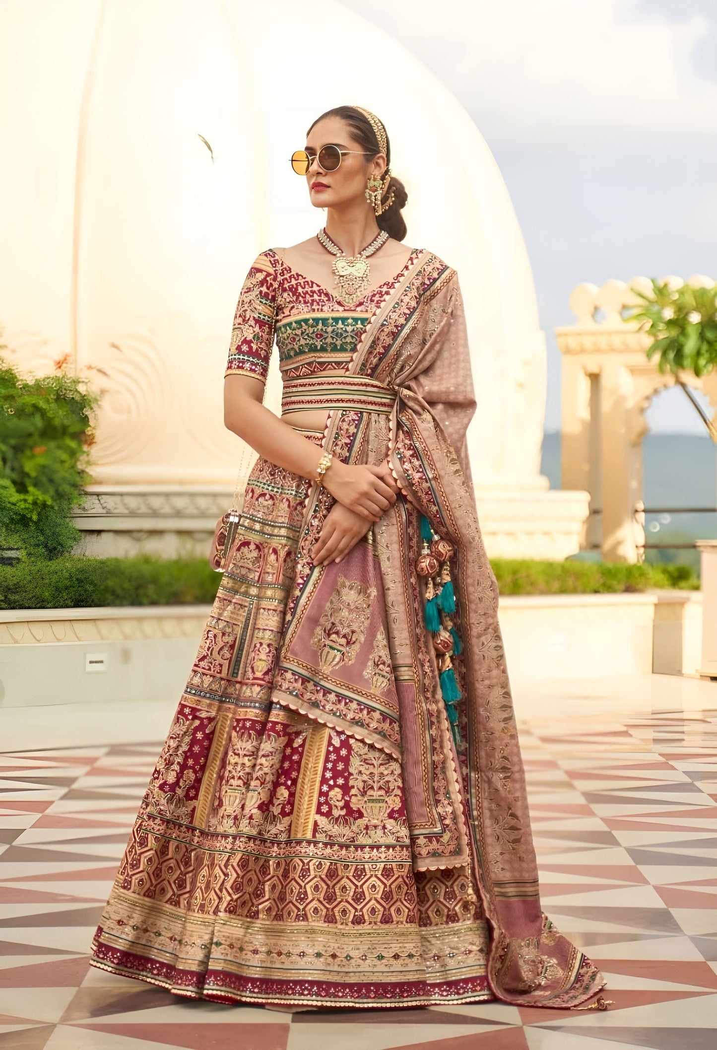 EKKTARA Stitched Designer Rose Gold Shade Lehenga Choli Set