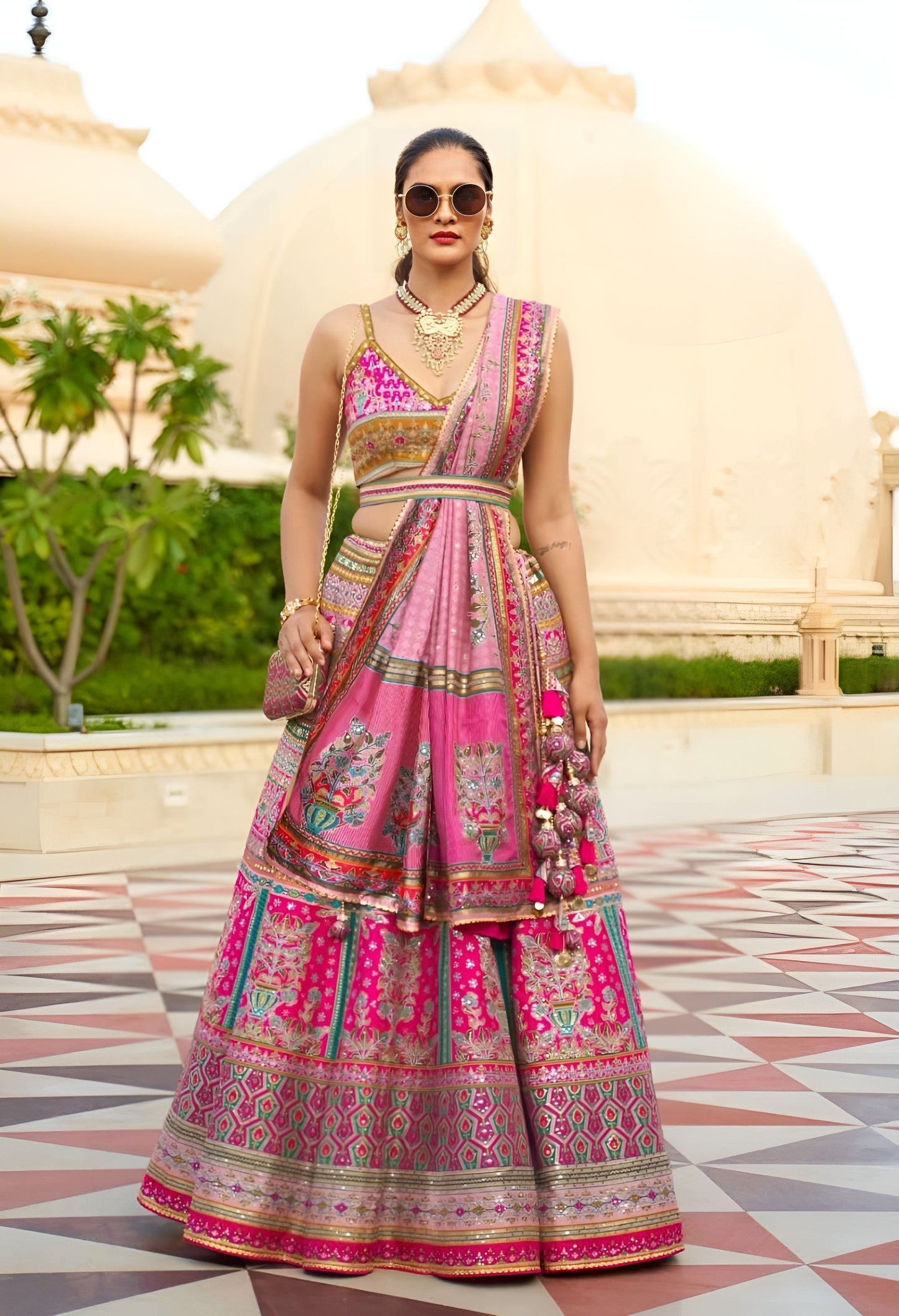 EKKTARA Stitched Designer Rose Gold Shade Lehenga Choli Set