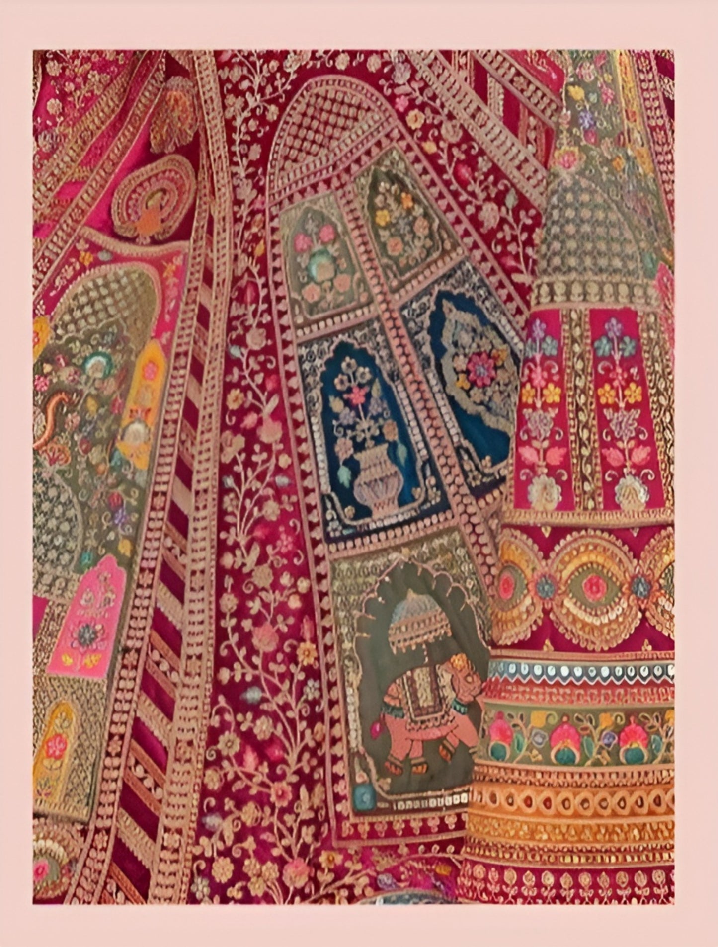 EKKTARA Semi Stitched Designer Pink Multicolour Colour Lehenga Choli Set