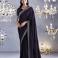 EKKTARA Saree For Women Navy Blue Colour Partywear Satin Silk Zarkan Work Saree With Unstitched Blouse