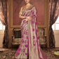 EKKTARA Saree For Women Fuscia Pink Colour Dola Silk Saree With Embroidery Work Unstitched Blouse