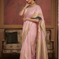 EKKTARA Saree For Women Nude Pink Colour Dola Silk Saree With Embroidery Work Unstitched Blouse