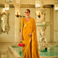 EKKTARA Saree For Women Golden Orange Colour Pure Satin Handwoven Saree With Zari Weaving And Unstitched Blouse