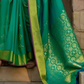 EKKTARA  Saree For Women Rama Green Colour Soft Silk Handloom Weaving Saree With Unstitched Blouse