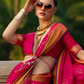 EKKTARA Saree For Women Pink Colour Soft Silk Handloom Weaving Saree With Unstitched Blouse