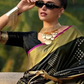 EKKTARA Saree For Women Black Colour Soft Silk Handloom Weaving Saree With Unstitched Blouse