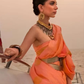 EKKTARA Saree For Women Orange Colour Satin Two Tone Handloom Weaving Saree With Unstitched Blouse