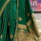 EKKTARA Saree For Women Green Colour Pure Satin Handwoven Zari Weaving Saree With Unstitched Blouse