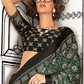 EKKTARA Saree For Women Green Colour Satin Modern Crepe Saree With Unstitched Blouse