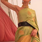 EKKTARA Saree For Women Lime Colour Satin Two Tone Handloom Weaving Saree With Unstitched Blouse