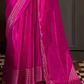 EKKTARA Saree For Women Barbie Pink Colour Party Wear Designer Handloom Weaving Saree With Unstitched Blouse