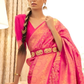 EKKTARA Saree For Women Pink Colour Silk Saree With Unstitched Blouse