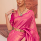 EKKTARA Saree For Women Pink Colour Designer Handloom Weaving Silk Saree With Unstitched Blouse