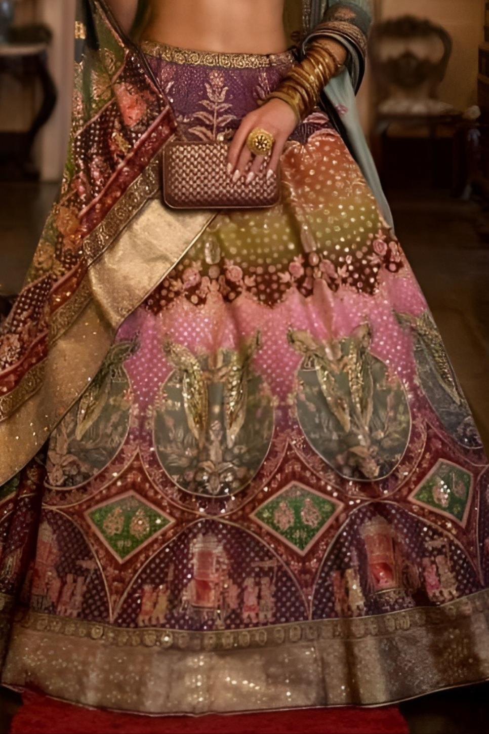 EKKTARA Stitched Designer Pink And Purple Shade Lehenga Choli Set