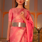 EKKTARA Saree For Women Pink Colour Saree With Unstitched Blouse