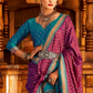 EKKTARA Saree For Women Purple Colour Banarasi Silk Saree With Unstitched Blouse