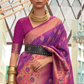 EKKTARA Saree For Women Purple Colour Silk Handloom Weaving Designer Saree With Unstitched Blouse