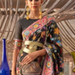 EKKTARA Saree For Women Black Colour Kashmiri Handloom Weaving Silk Saree With Unstitched Blouse