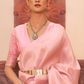 EKKTARA Saree For Women Peach Colour Designer Handloom Weaving Silk Saree With Unstitched Blouse