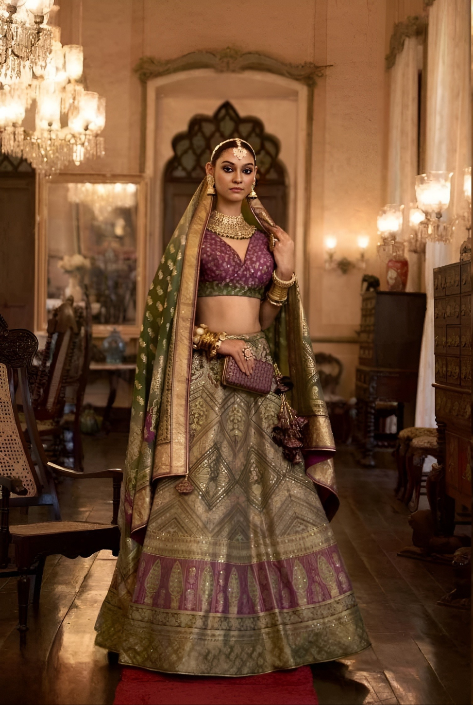 EKKTARA Stitched Designer Wine And Golden Shade Lehenga Choli Set