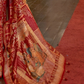 EKKTARA Saree For Women Red Colour Patola Weaving Saree With Unstitched Blouse