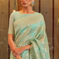 EKKTARA Saree For Women Mint Green Colour Silk Blend Handloom Weaving Saree With Unstitched Blouse