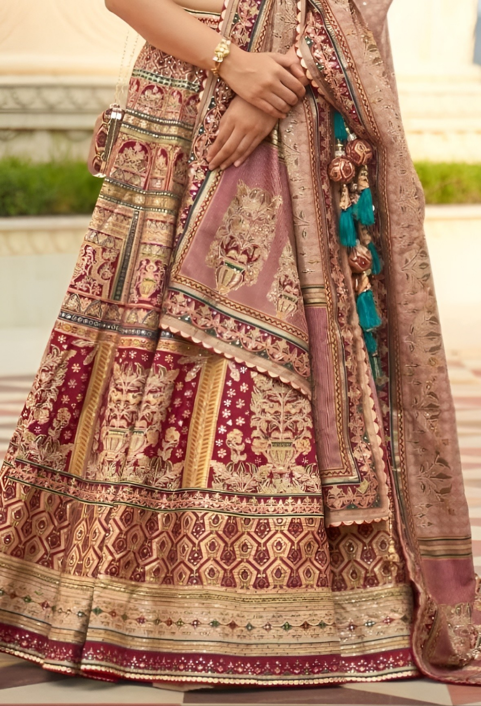 EKKTARA Stitched Designer Rose Gold Shade Lehenga Choli Set