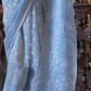 EKKTARA Saree For Women Sky Blue Colour Soft Linen Cotton Saree With Unstitched Blouse