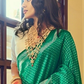 EKKTARA Saree For Women Green Colour Kanjivaram Zari Silk Saree With Unstitched Blouse