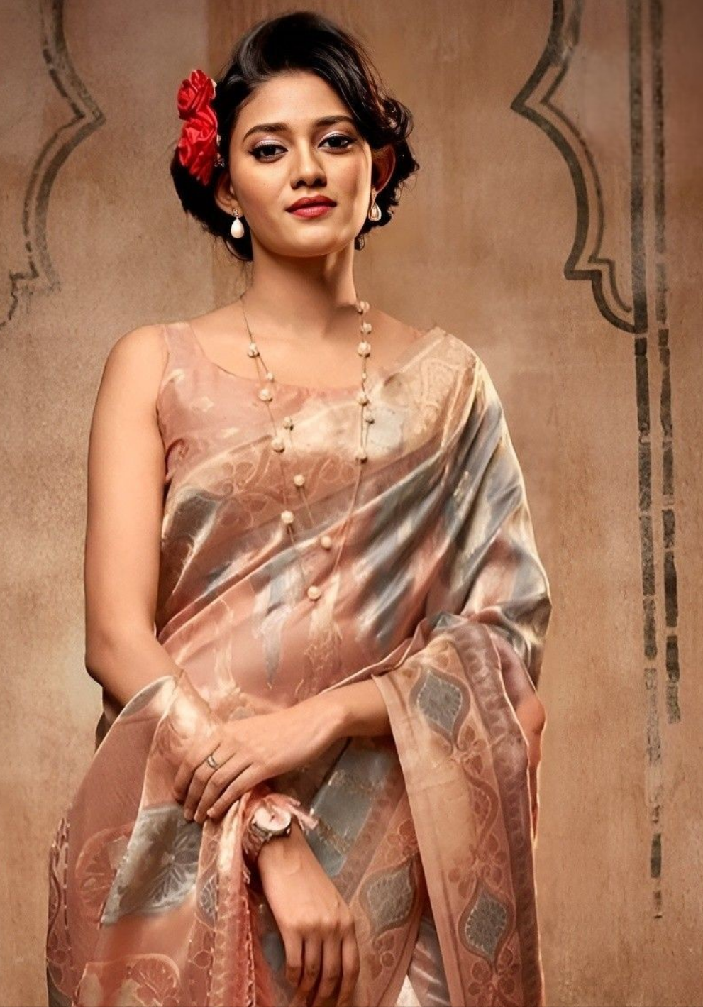 EKKTARA Saree For Women Grey Colour Organza Silk With Zari Weaving Saree And Unstitched Blouse