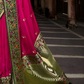 EKKTARA Saree For Women Hot Pink Colour Designer Paithani Saree With Unstitched Designer Blouse