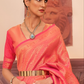 EKKTARA Saree For Women Orange Colour Designer Handloom Weaving Silk Saree With Unstitched Blouse